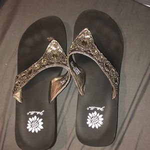 Yellow Box Grey Jeweled Sandals